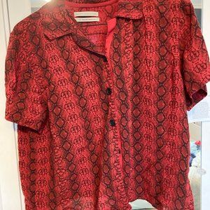 Red Urban Outfitters Snakeskin Button-Up